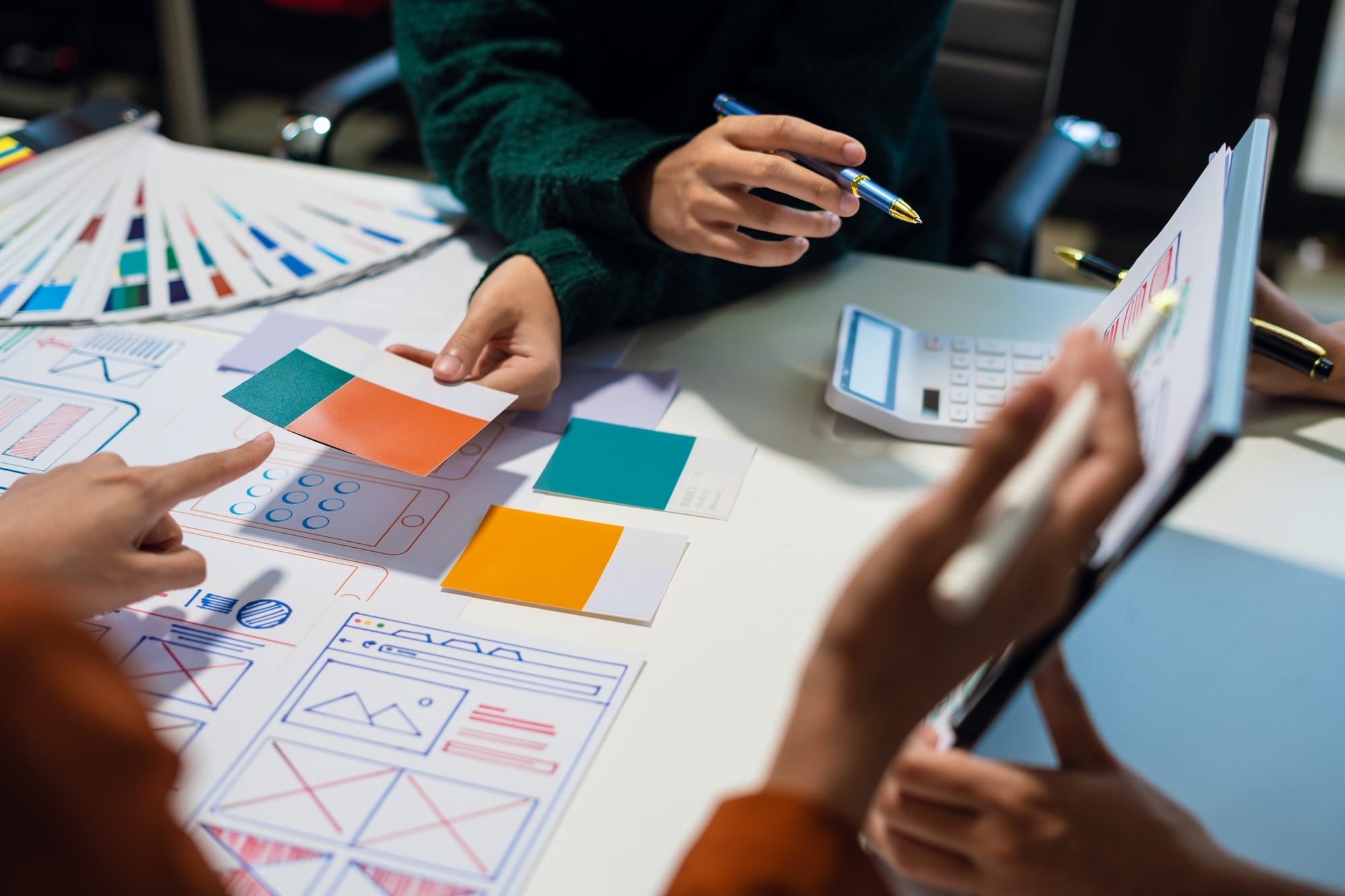 ui designer brainstorming about mobile app interface wireframe design