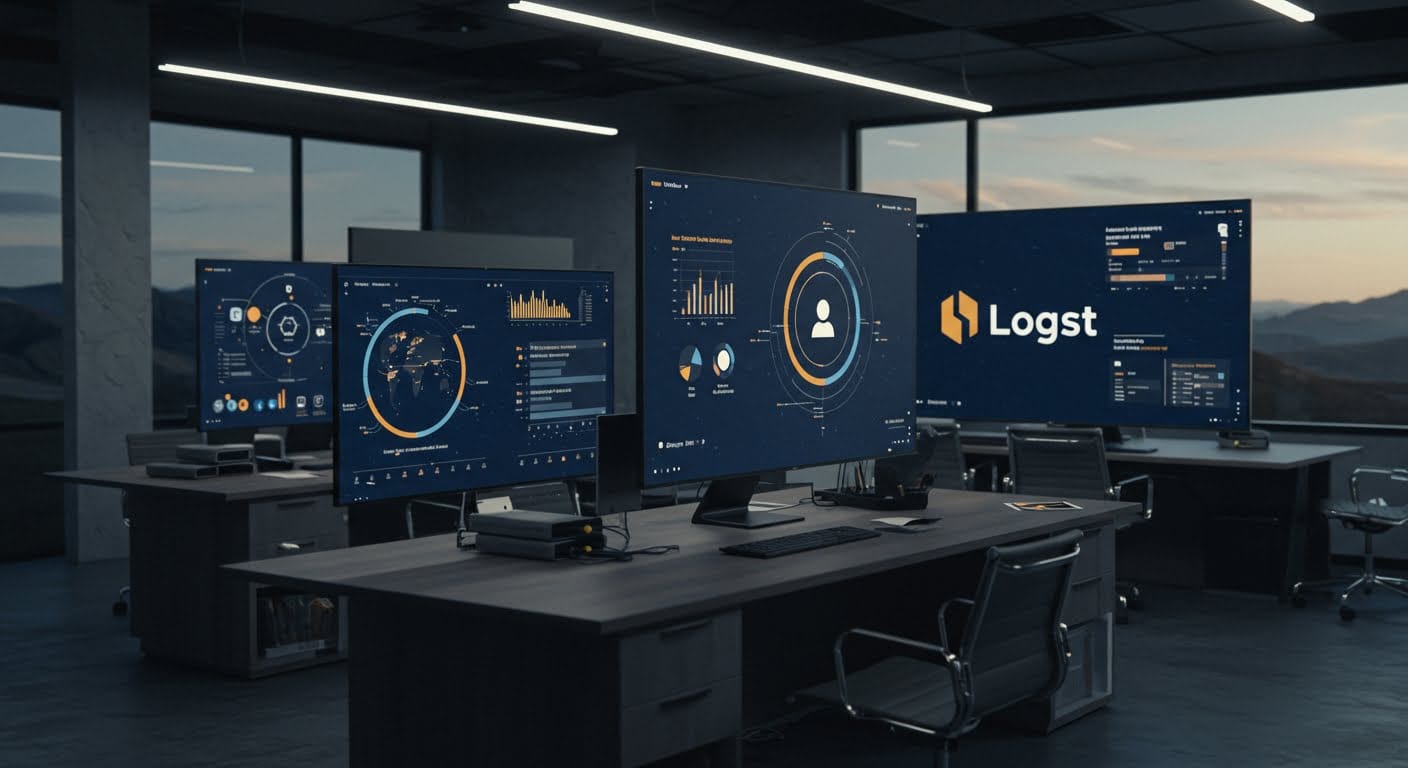 Visuel abstrait représentant un environnement technologique et créatif évoquant le motion design 2D/3D en entreprise.