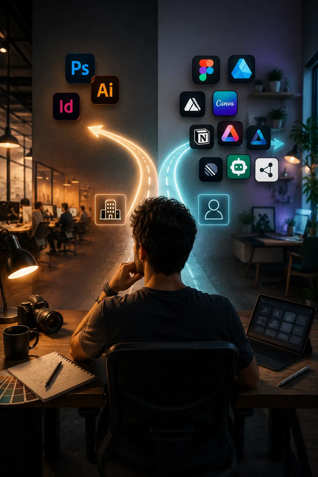 Designer réfléchissant à différents outils créatifs et workflows selon son projet, son métier et ses objectifs professionnels.